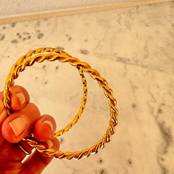 Vintage Monet Cuff Bracelet Gold Tone Signed Estate Jewelry Bundle of 2 - Picture 4 of 11